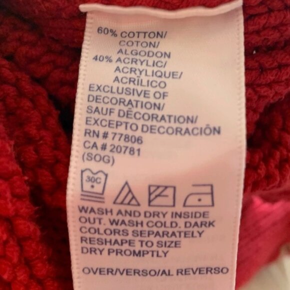 Vintage Tommy Hilfiger Jeans Red V-Neck Pullover Sweater Tan Trim Women’s M - Picture 5 of 7